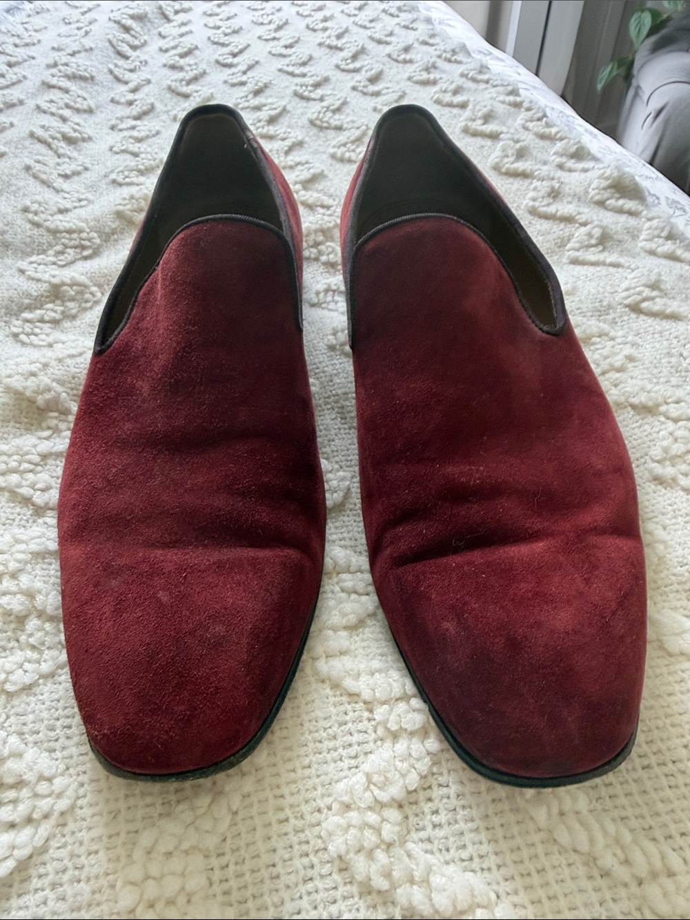 Christian Louboutin Men's dandelion Burgundy Suede Slip-On Dress Shoes